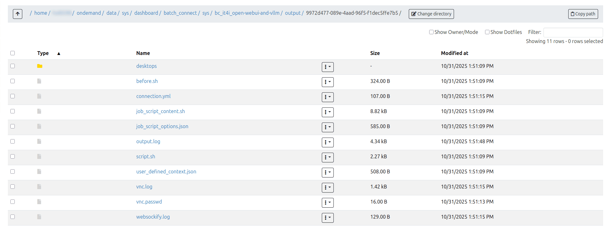 OOD session file browser with log files