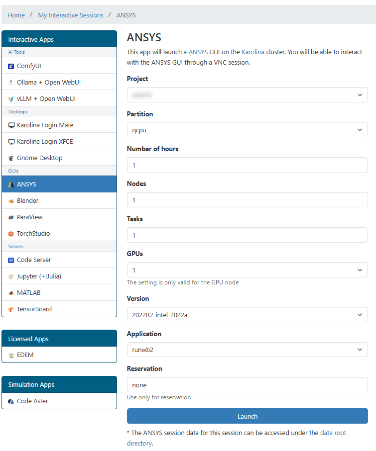 Ansys app in OOD GUI