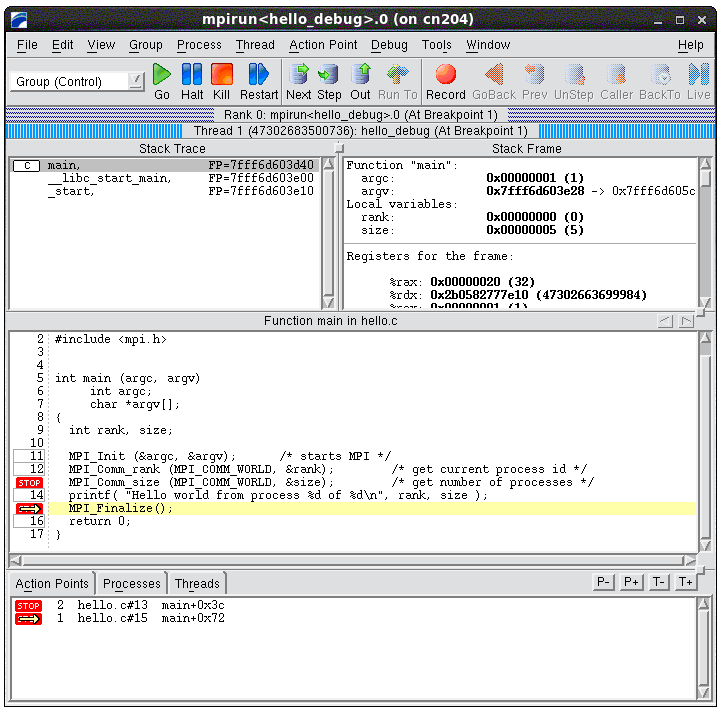 Debugging in C With TotalView